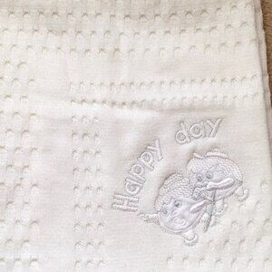 White Baby Boy Girl Receiving Blanket Christening Shower Gift Bedding